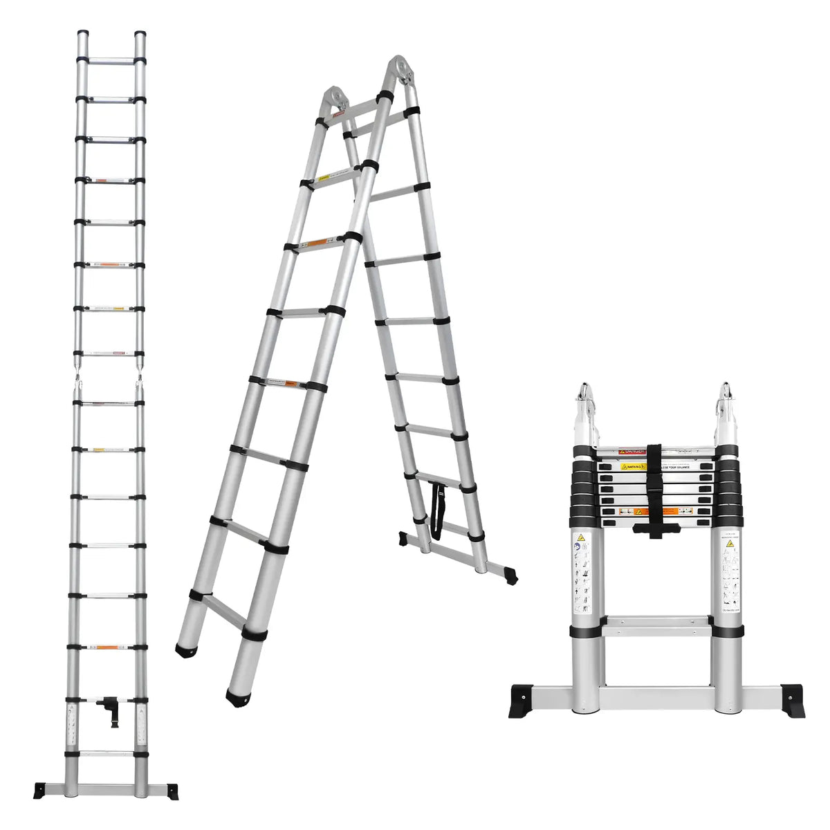 💥 Factory Direct Sale💥 Aluminum Telescoping A-Frame Ladder | Adjustable & Foldable | 330 LBS Capacity