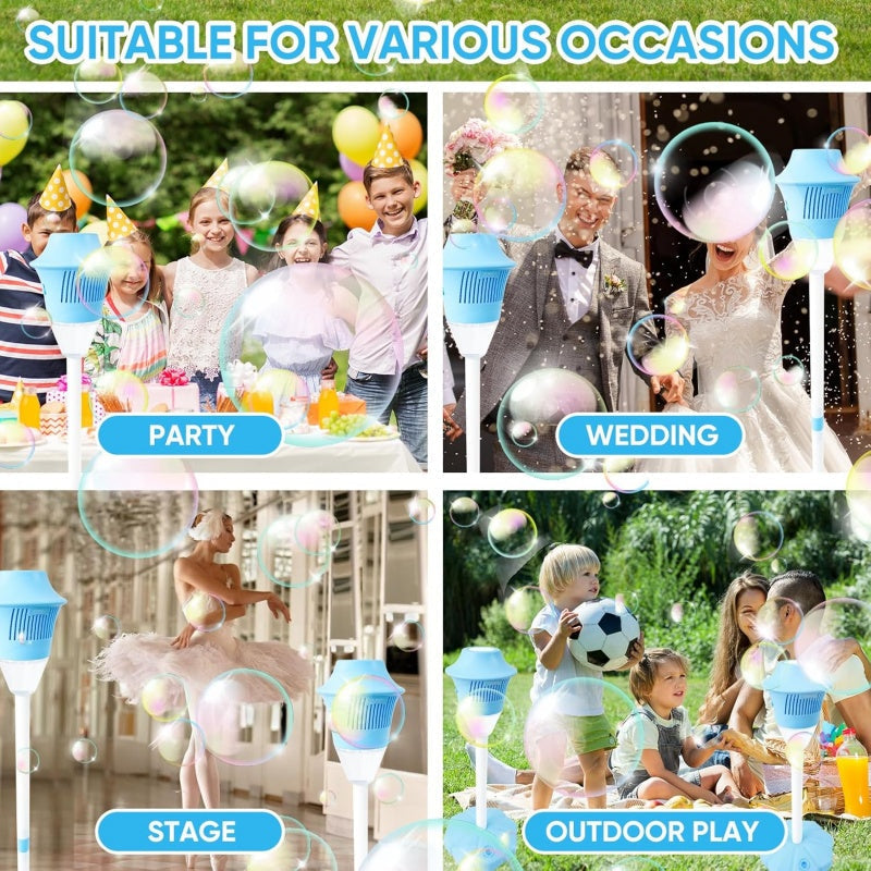 ✨Bubble machine (with stand) with night light and music function, bubble torch. Automatic vertical bubble machine.