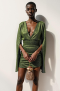 Sparkly Olive Sequin Bodycon V-Neck Short Cocktail Dress