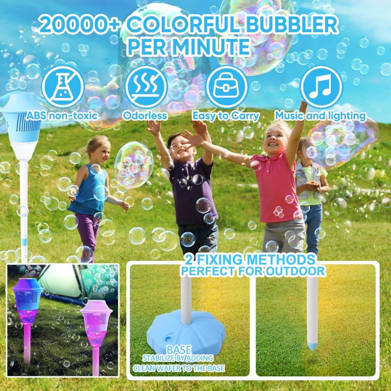 ✨Bubble machine (with stand) with night light and music function, bubble torch. Automatic vertical bubble machine.