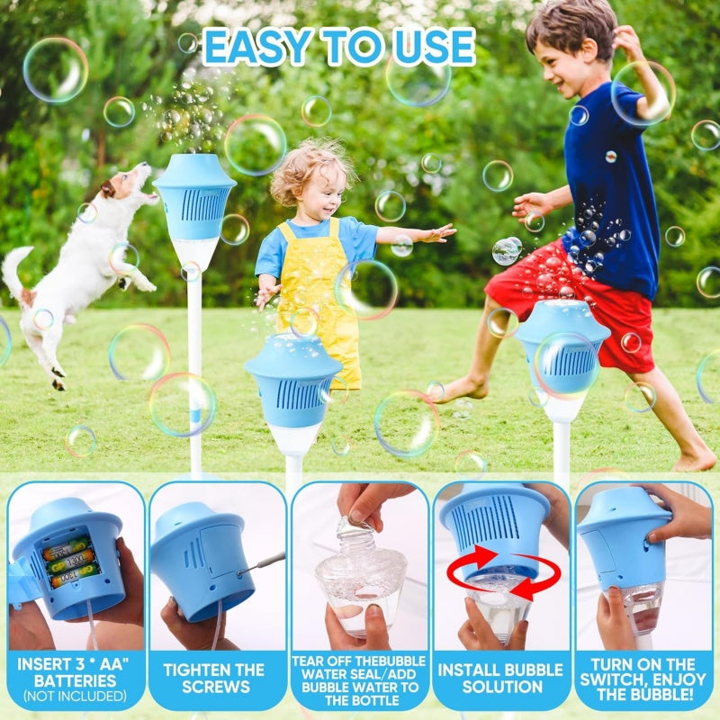 ✨Bubble machine (with stand) with night light and music function, bubble torch. Automatic vertical bubble machine.